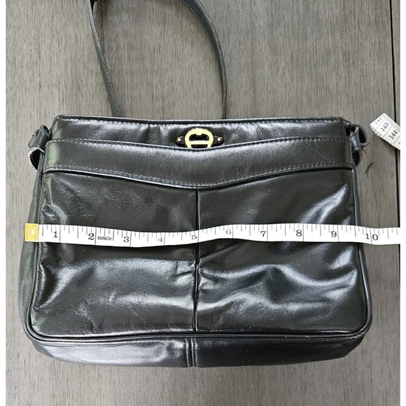 Aigner Crossbody Purse Shoulder Bag Handbag Smooth Black Leather Minimalist Vtg - Picture 3 of 12